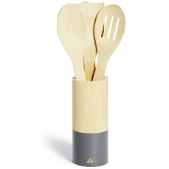 Lot de 4 ustensiles de cuisine dans pot en bambou < Gifi New