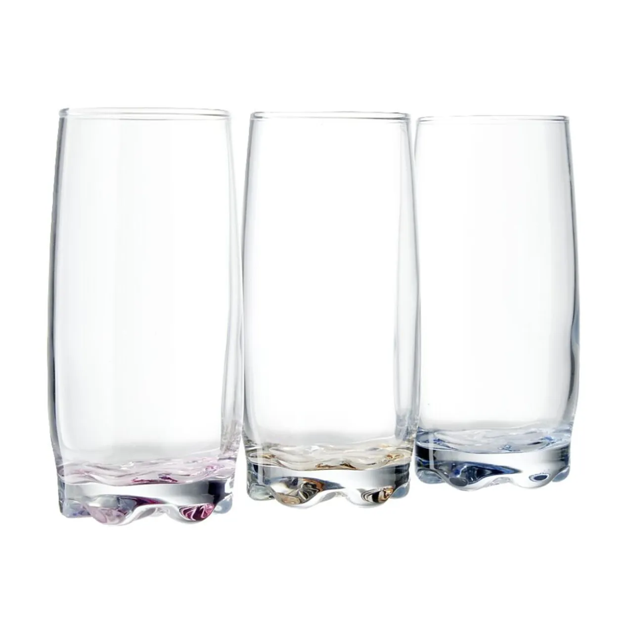 Lot de 3 verres haut fond coloré 39cl H14,5cm