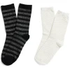 Lot 2 paires de chaussettes femme fils métallisés - Beige