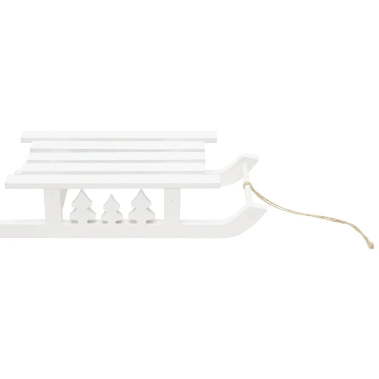 Luge décorative à poser en bois blanc 26x11xH6cm