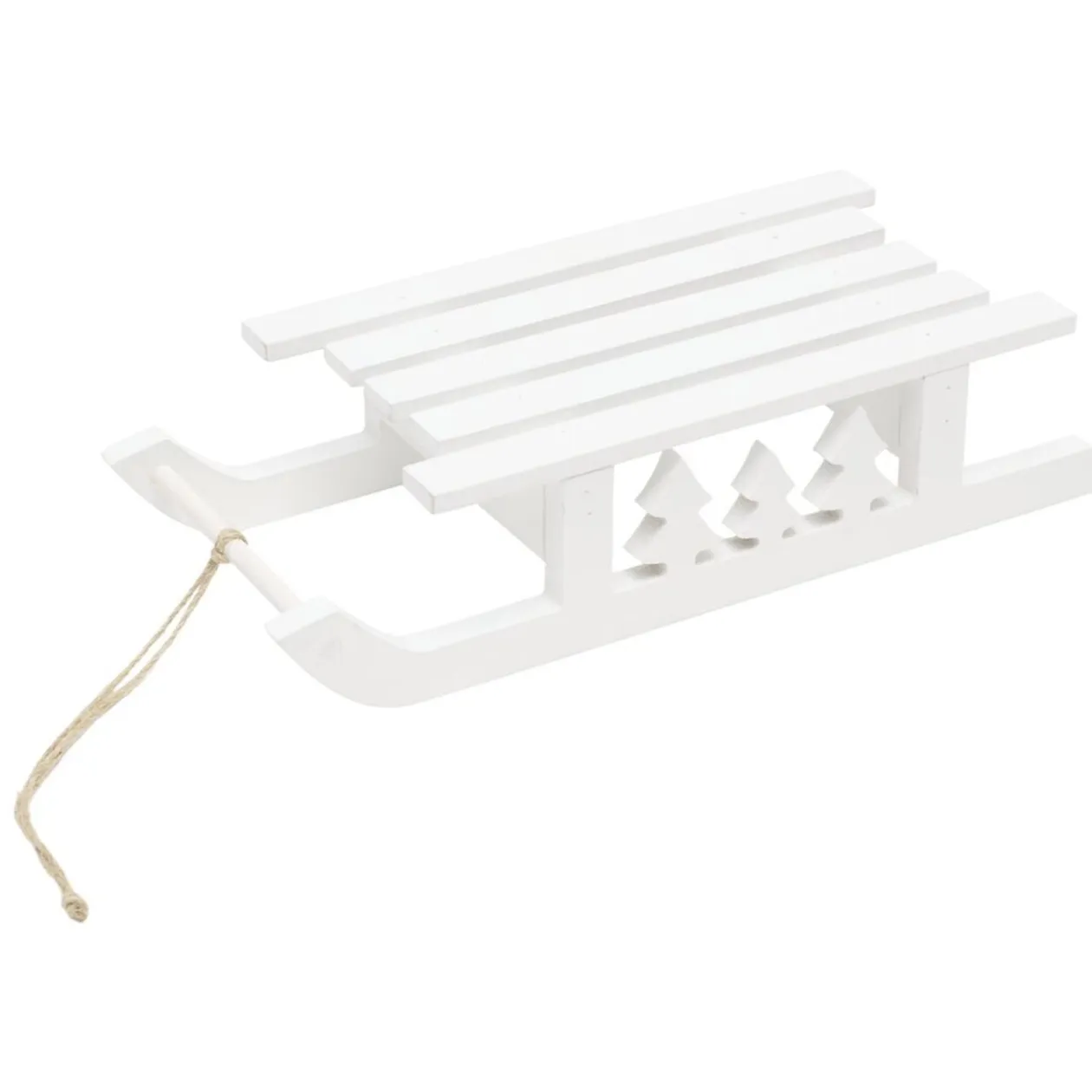Luge décorative à poser en bois blanc 26x11xH6cm