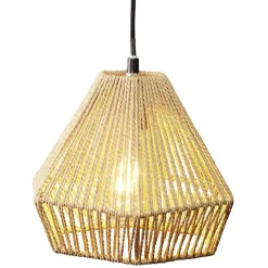 Luminaire à suspension filaire forme diamant papier tressé