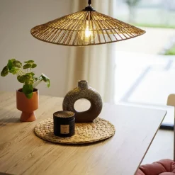 Luminaire à suspension filaire papillon en papier tressé Ø50cm