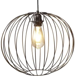 Luminaire à suspension filaire ronde métal noir Ø35cm