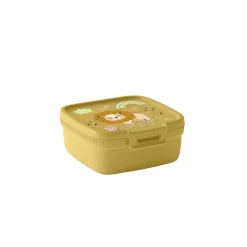 Lunchbox boîte à goûter 0,9L compartimentée motif lion plastique jaune 15x14,5xH6cm < Gifi Outlet