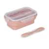 Lunch box rétractable 1L avec couverts silicone et plastique rose 12,5x21xH7,5cm