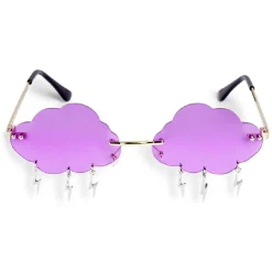 Lunettes fantaisie adulte nuage avec pendentif violet