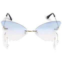 Lunettes fantaisies adulte papillon bleu et rose avec pendentif