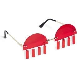 Lunettes fantaisies adulte rouge et pendants