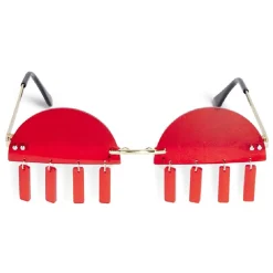 Lunettes fantaisies adulte rouge et pendants