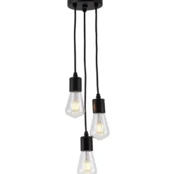 Lustre à suspension filaire 3 douilles métal noir Ø12xH100 cm < Gifi Clearance