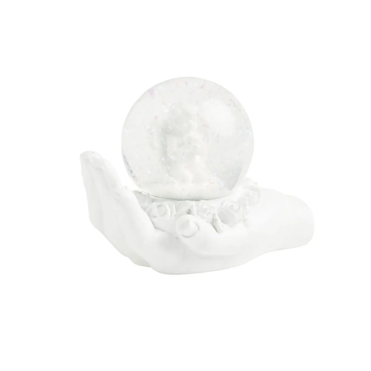 Main polyrésine blanche avec boule de neige ange à poser Ø6,5cm < Gifi Best