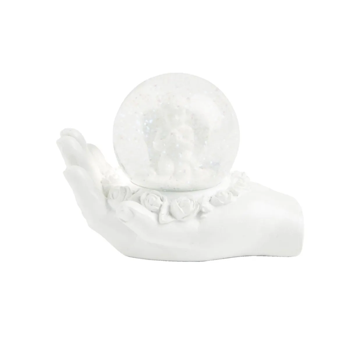 Main polyrésine blanche avec boule de neige ange à poser Ø6,5cm < Gifi Best