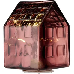 Maison déco à poser à LED en verre 6,5x6,5xH9cm (4 modèles)