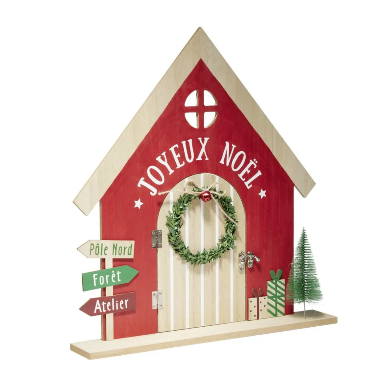 Maison de Noël traditionnelle avec porte ouvrante H42cm < Gifi Discount