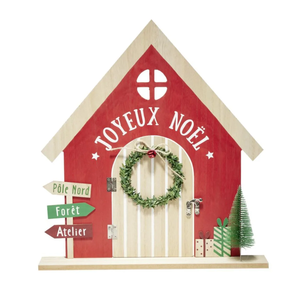 Maison de Noël traditionnelle avec porte ouvrante H42cm < Gifi Discount