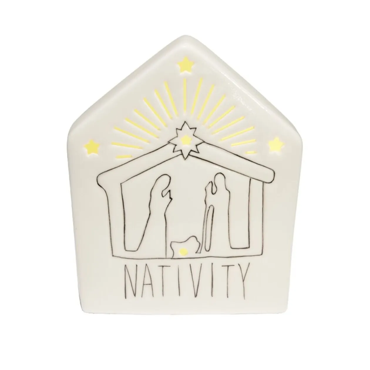 Maison nativité lumineuse en céramique H17cm