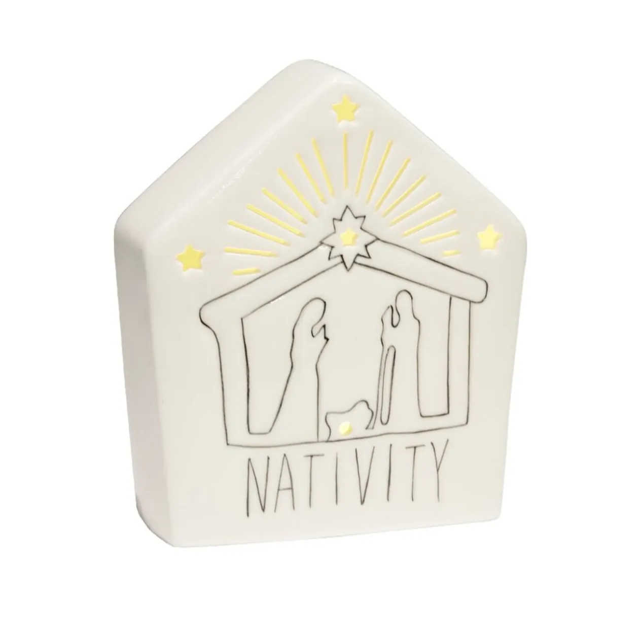 Maison nativité lumineuse en céramique H17cm