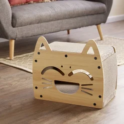 Maisonnette avec grattoir et couchage pour chat - 44x25xH38cm < Gifi Discount