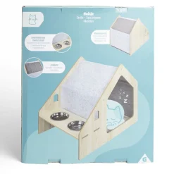 Maison pour chat niche 2 gamelles et 1 griffoir < Gifi Outlet