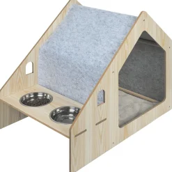 Maison pour chat niche 2 gamelles et 1 griffoir < Gifi Outlet