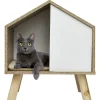 Maison pour chat niche sur pieds en pin H53,5 cm