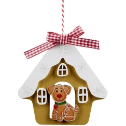 Maison à suspendre en bois déco chien ou chat 11x11cm