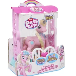 Ma licorne magique et son écurie Little Pet LED et son plastique rose H29cm