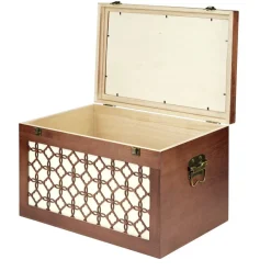 Malle rangement en bois fermeture et poignées métal carreau de ciment 48x32xH30cm < Gifi Online
