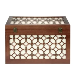 Malle rangement en bois fermeture et poignées métal carreau de ciment 48x32xH30cm < Gifi Online