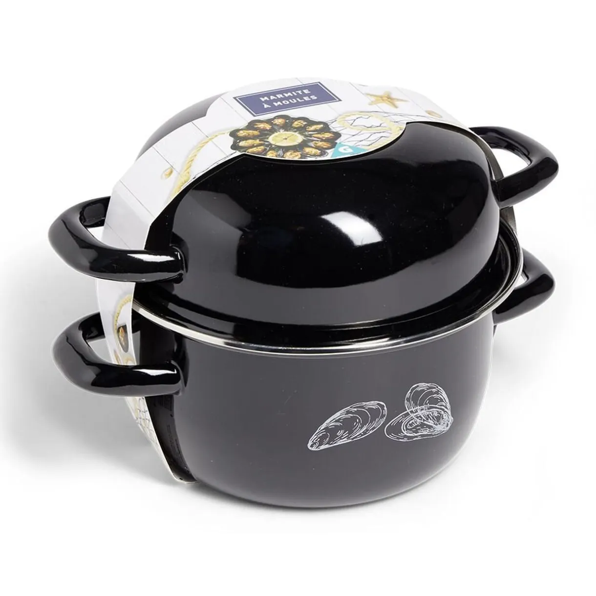 Marmite à moules avec couvercle Ø20,5cm acier noir < Gifi Online