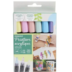 Marqueur permanent x6 peinture acrylique pastel < Gifi Discount