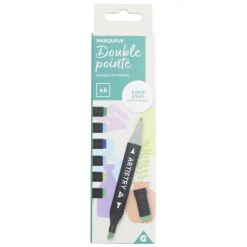 Marqueurs à double pointe teintes bleu/violet H18,5cm 6 pièces < Gifi