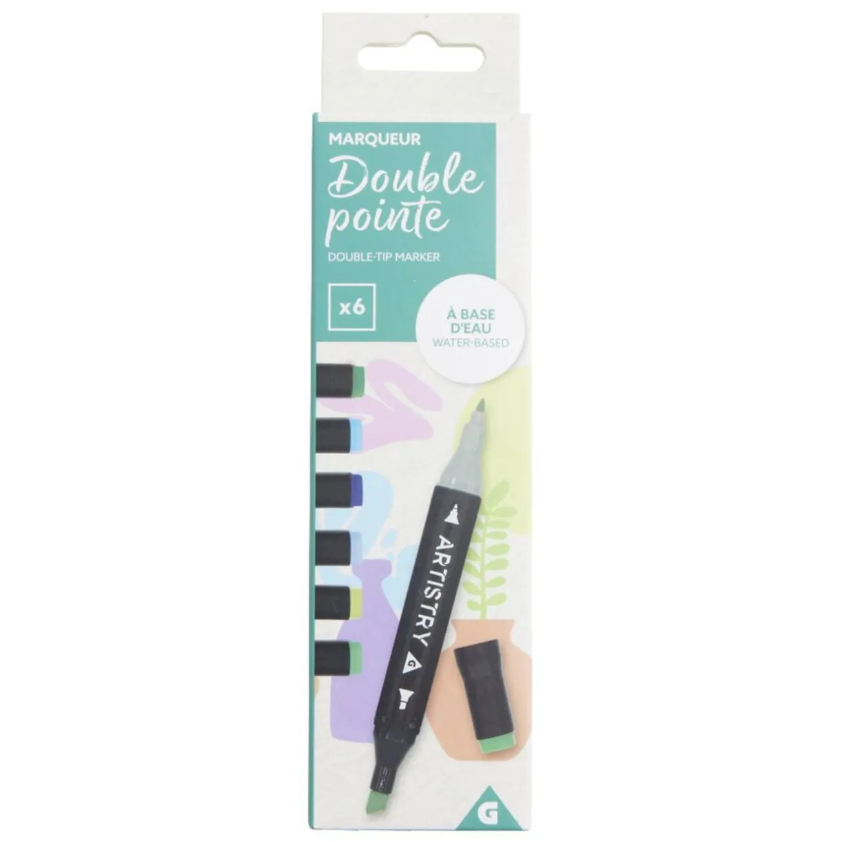 Marqueurs à double pointe teintes bleu/violet H18,5cm 6 pièces < Gifi