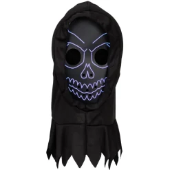 Masque adulte Halloween tête de mort LED avec cagoule noir < Gifi Online