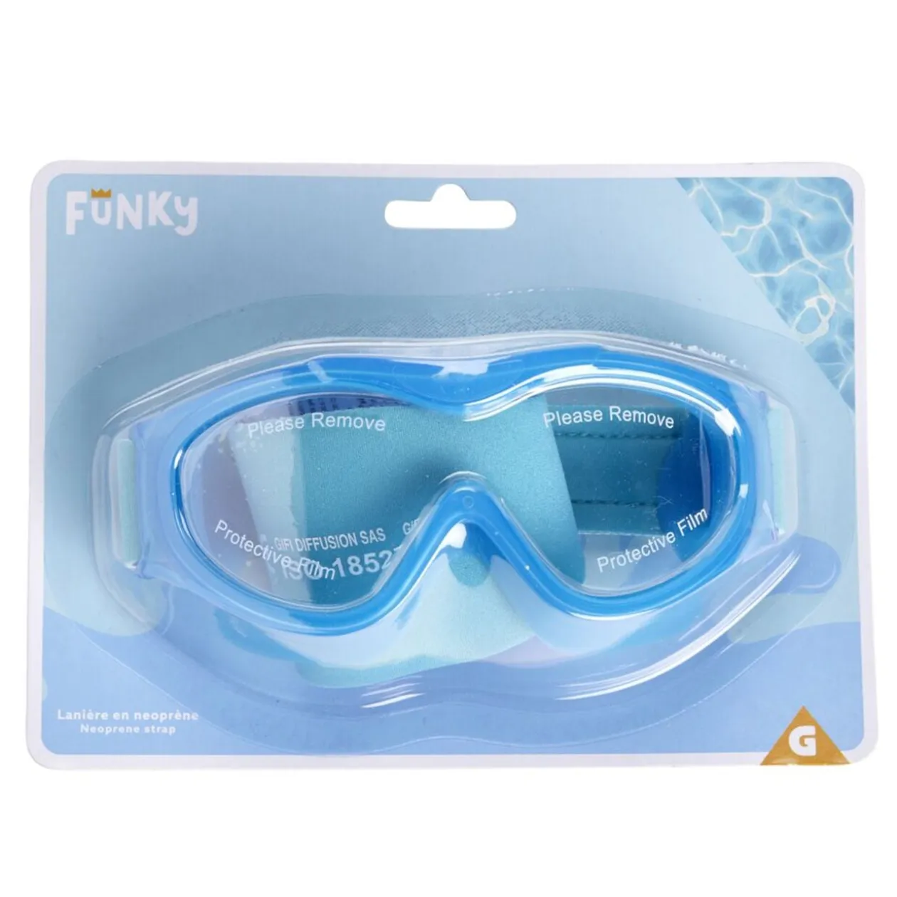 Masque de natation bébé plastique bleu 15x7xH4cm
