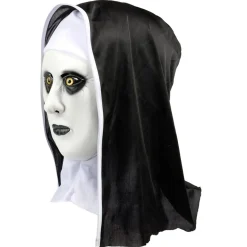 Masque Halloween adulte nonne effrayante latex blanc et noir