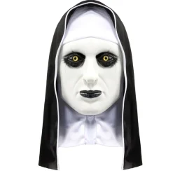 Masque Halloween adulte nonne effrayante latex blanc et noir