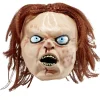 Masque Halloween adulte visage enfant maléfique en latex et cheveux rouge