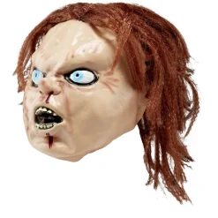 Masque Halloween adulte visage enfant maléfique en latex et cheveux rouge