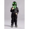 Masque Halloween alien avec cagoule vert métallisé