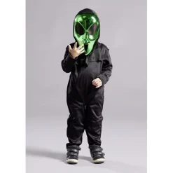 Masque Halloween alien avec cagoule vert métallisé