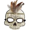 Masque squelette vaudou avec plumes