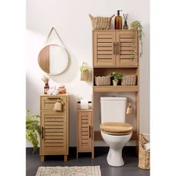 Meuble contour WC en bois 1 niche 2 portes Léon 58,5x19xH160cm < Gifi Discount