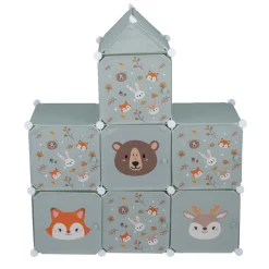 Meuble de rangement enfant forme maison 7 cases modulables 92x32xH108cm