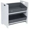 Meuble de rangement enfant 2 niveaux bois blanc et panières grises 50x30xH48cm < Gifi Sale