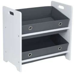 Meuble de rangement enfant 2 niveaux bois blanc et panières grises 50x30xH48cm < Gifi Sale