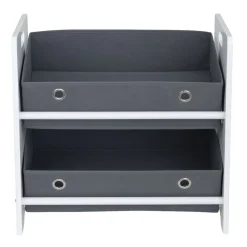 Meuble de rangement enfant 2 niveaux bois blanc et panières grises 50x30xH48cm < Gifi Sale