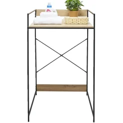 Meuble pour buanderie bois et acier noir 70xH115x60cm < Gifi Outlet