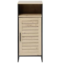 Meuble salle de bain 1 porte naturel et noir 34x30xH80 cm - Richmond < Gifi Discount